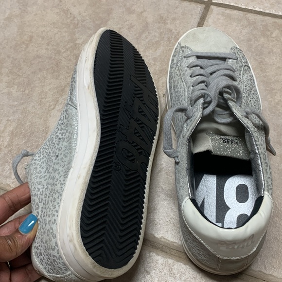 P448 John Metallic Leopard Print Suede Leather Low Top Sneakers - Picture 7 of 16